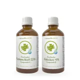 Eins-Eins-Set Natriumchlorit 25% + Salzsäure 4% 100ml Set in Braunglasflasche in pharmazeutischer Braunglasfla...